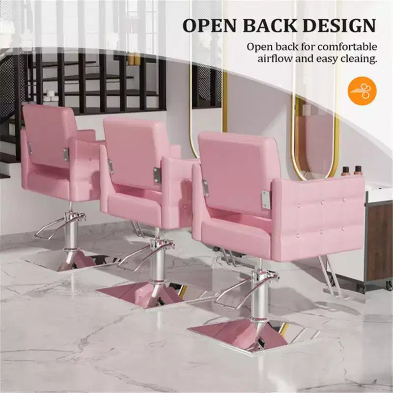 Poltrona da salone da parrucchiere idraulica resistente Karl Home rosa con dettagli diamantati