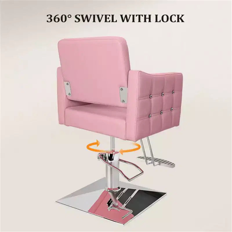 Poltrona da salone da parrucchiere idraulica resistente Karl Home rosa con dettagli diamantati