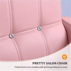 Poltrona da salone da parrucchiere idraulica resistente Karl Home rosa con dettagli diamantati