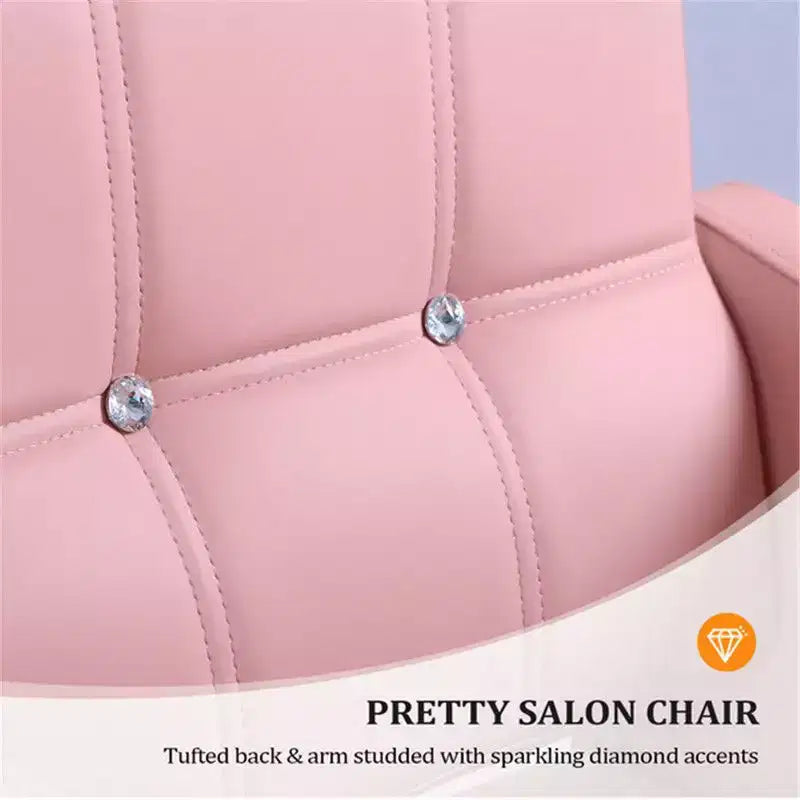 Poltrona da salone da parrucchiere idraulica resistente Karl Home rosa con dettagli diamantati