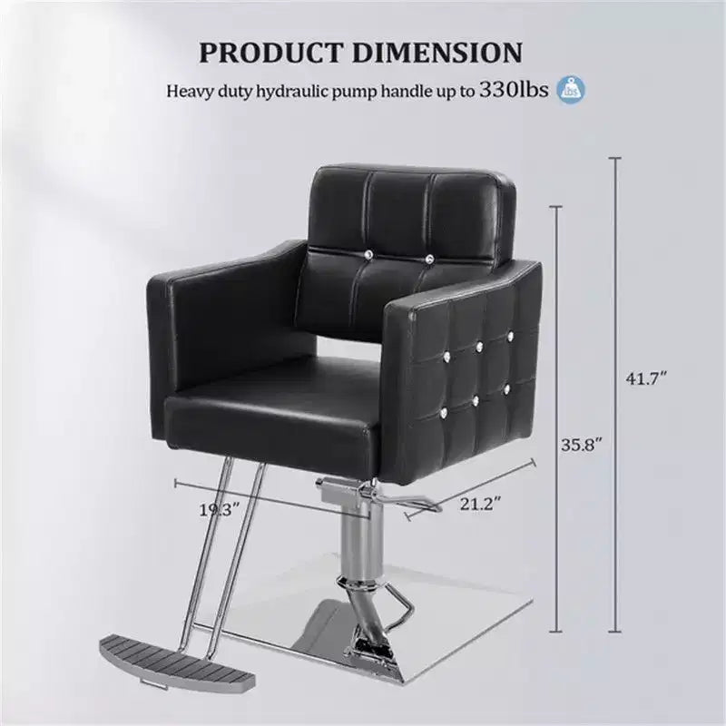 Chaise de Salon de Coiffure Hydraulique Robuste Rose Karl Home avec Accents Diamantés