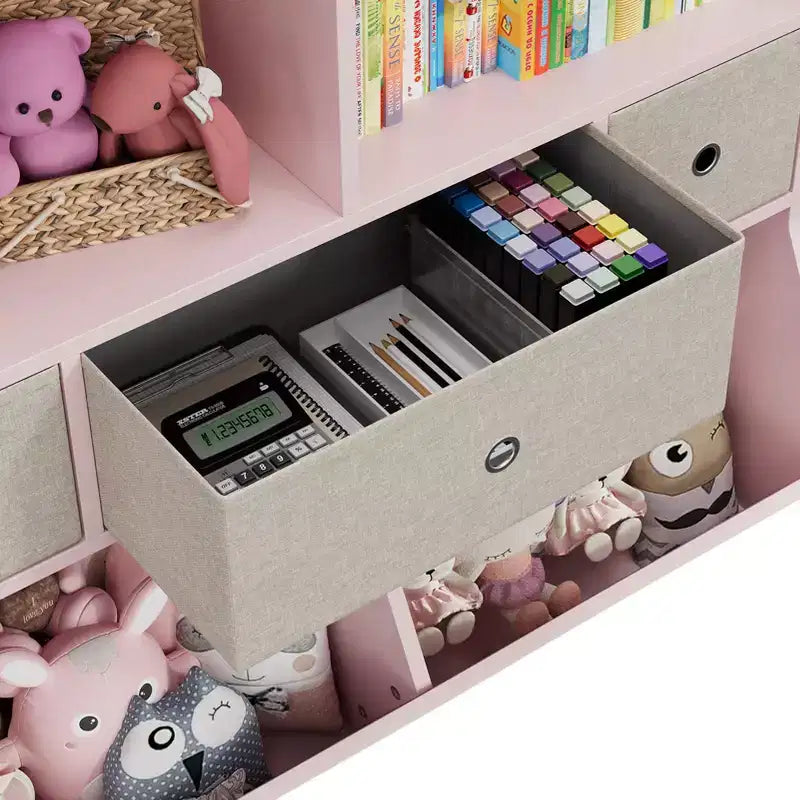 Organizzatore portaoggetti giocattoli a 3 livelli con cassetti e 4 scomparti - Libreria autoportante per bambini per sala giochi, cameretta, asilo
