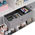 Organizzatore portaoggetti giocattoli a 3 livelli con cassetti e 4 scomparti - Libreria autoportante per bambini per sala giochi, cameretta, asilo