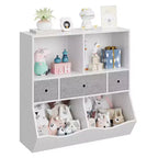 Organizzatore portaoggetti giocattoli a 3 livelli con cassetti e 4 scomparti - Libreria autoportante per bambini per sala giochi, cameretta, asilo