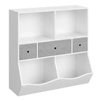 Organizzatore portaoggetti giocattoli a 3 livelli con cassetti e 4 scomparti - Libreria autoportante per bambini per sala giochi, cameretta, asilo