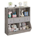 Organizzatore portaoggetti giocattoli a 3 livelli con cassetti e 4 scomparti - Libreria autoportante per bambini per sala giochi, cameretta, asilo
