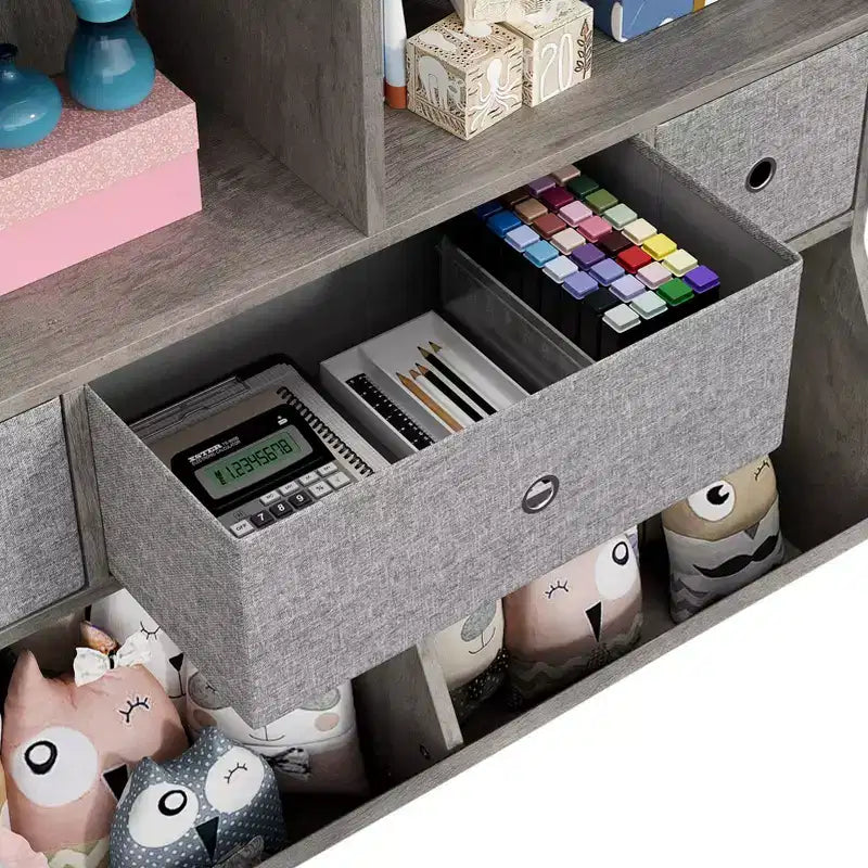 Organizzatore portaoggetti giocattoli a 3 livelli con cassetti e 4 scomparti - Libreria autoportante per bambini per sala giochi, cameretta, asilo