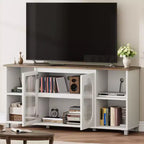 Mobile TV Rustico da 71", Mobile Porta TV Moderno con Ante in Vetro Ondulato, Mobile TV Aperto, Console Multimediale, per Soggiorno, Camera da Letto