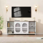 Mobile TV Rustico da 71", Mobile Porta TV Moderno con Ante in Vetro Ondulato, Mobile TV Aperto, Console Multimediale, per Soggiorno, Camera da Letto
