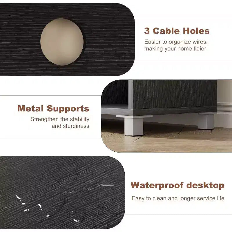 Meuble TV rustique 71 pouces, meuble de divertissement moderne avec portes vitrées ondulées, meuble TV ouvert, console média, pour salon, chambre à coucher