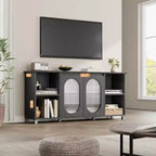 Mobile TV Rustico da 71", Mobile Porta TV Moderno con Ante in Vetro Ondulato, Mobile TV Aperto, Console Multimediale, per Soggiorno, Camera da Letto