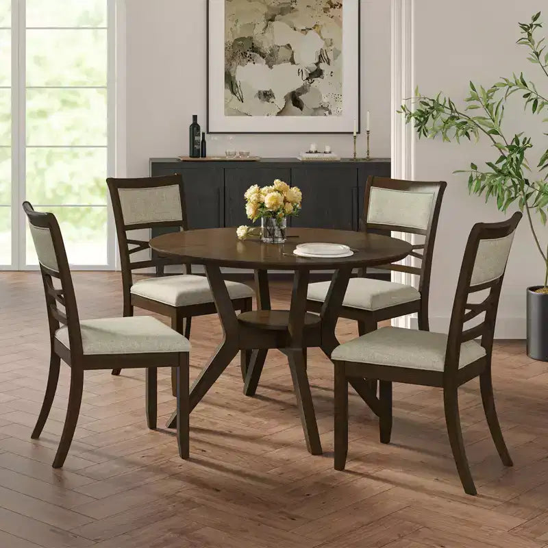 Eliseo Classic Dining Chair with Solid Wood Frame Set of 4|ART OF LIVING DESIGNSWALNUT