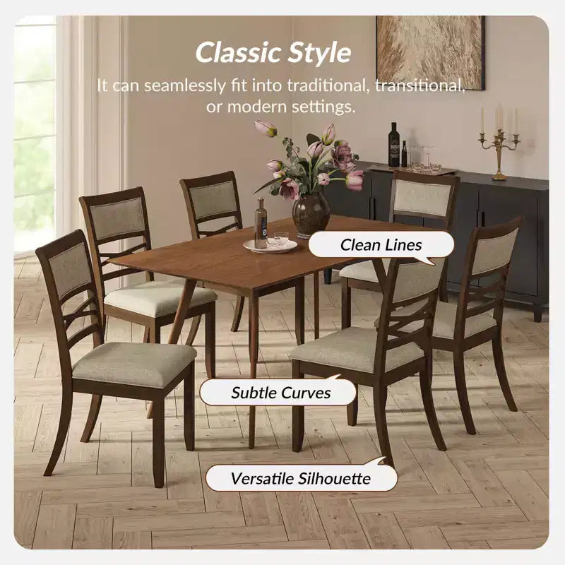 Sedia da pranzo classica Eliseo con struttura in legno massello, set da 4|ART OF LIVING DESIGNSWALNUT