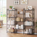 Industrial Triple-Column Bookcase  11 Adjustable Shelves, 100LB/Shelf Capacity, Steel Frame & Particle Board (Black/Brown)