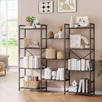 Industrial Triple-Column Bookcase  11 Adjustable Shelves, 100LB/Shelf Capacity, Steel Frame & Particle Board (Black/Brown)