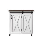 Leshire Barn-Door Kitchen Cart - White - SEI
