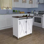 Carrello da cucina con ante scorrevoli Leshire – Bianco – SEI