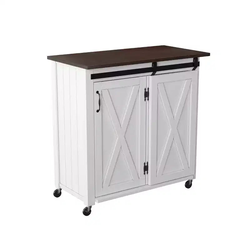 Carrello da cucina con ante scorrevoli Leshire – Bianco – SEI