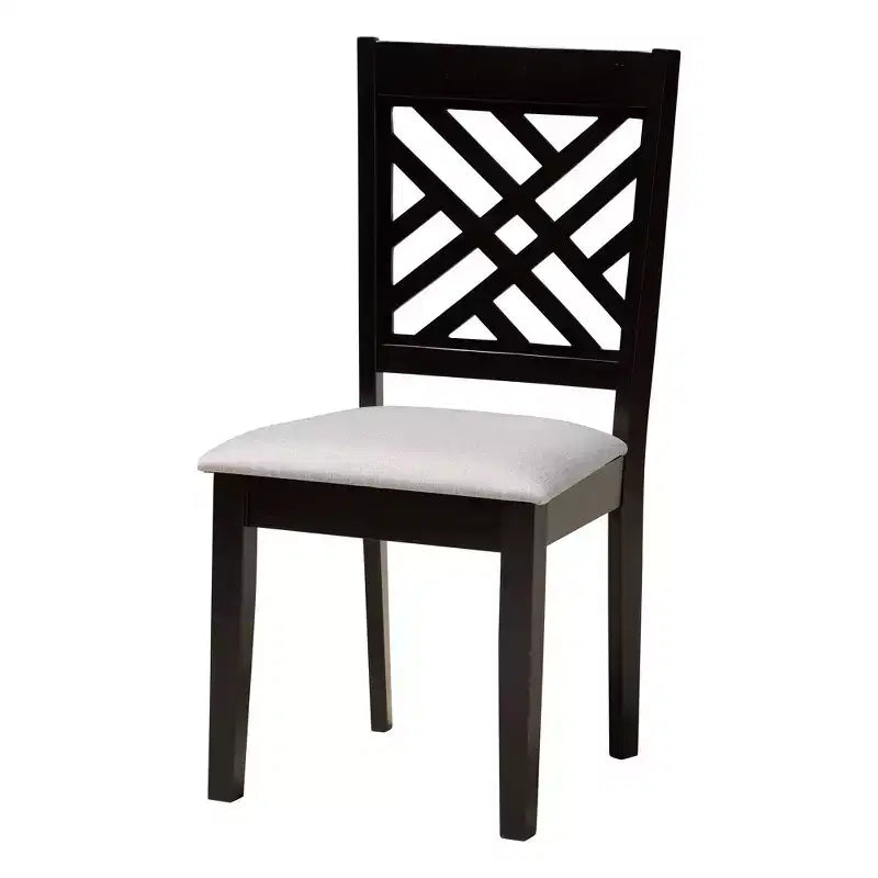 Ensemble de salle à manger 5 pièces Baxton Studio Elise avec tissu gris moderne et bois finition brun foncé