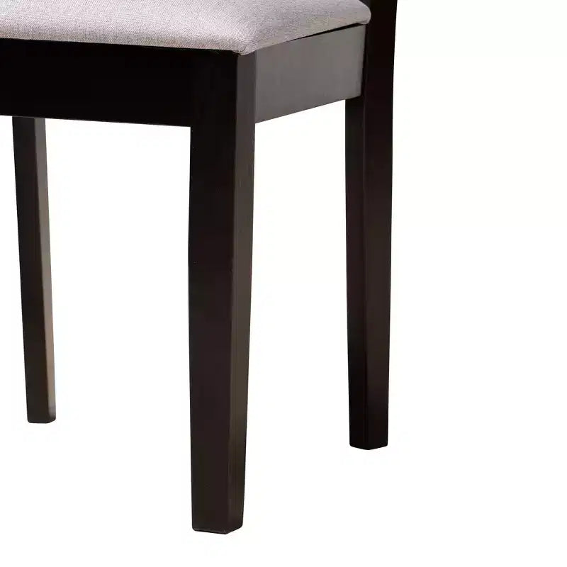Set da pranzo 5 pezzi Baxton Studio Elise moderno in tessuto grigio e legno rifinito marrone scuro