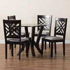 Set da pranzo 5 pezzi Baxton Studio Elise moderno in tessuto grigio e legno rifinito marrone scuro
