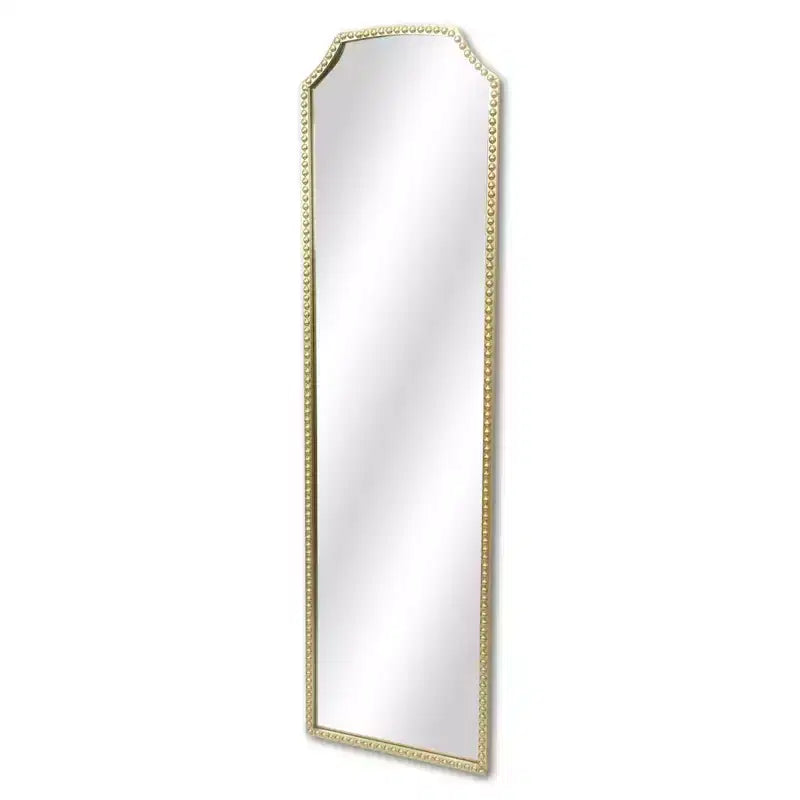 HomeRoots Grand miroir mural avec cadre arqué en métal doré perlé de 64 po