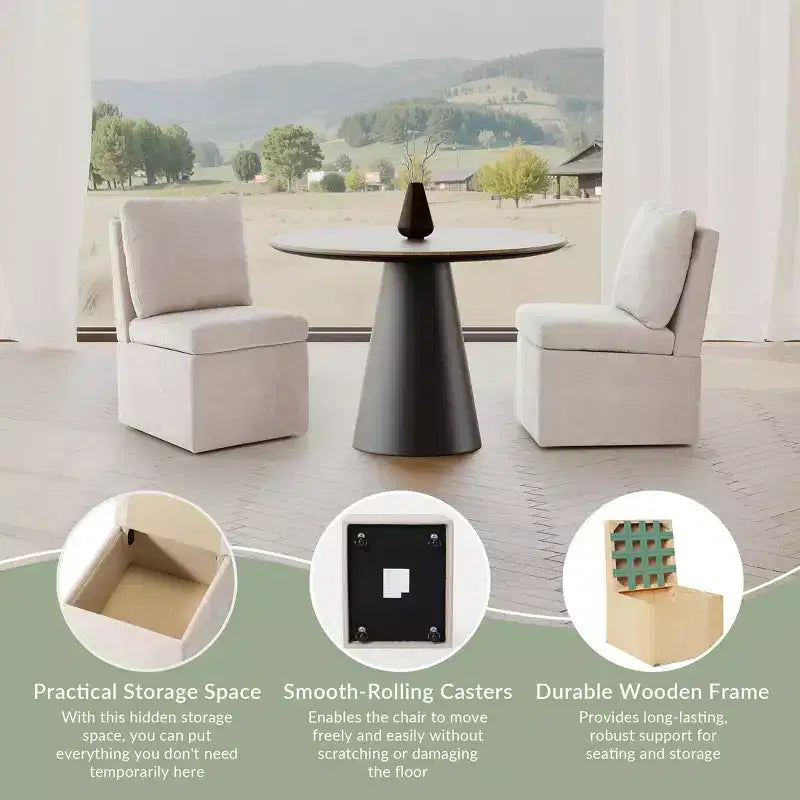 Sedie da Pranzo Senza Braccioli Imbottite in ciniglia WestinTrends Soho Modern con Rotelle