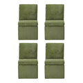 WestinTrends Soho Modern Upholstered Chenille Armless Dining Chairs With Casters (Set of 4), Olive Green