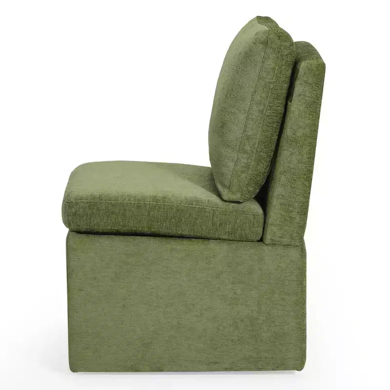 WestinTrends Sedie da pranzo moderne Soho imbottite in ciniglia senza braccioli con rotelle (set da 4), verde oliva