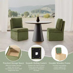 WestinTrends Sedie da pranzo moderne Soho imbottite in ciniglia senza braccioli con rotelle (set da 4), verde oliva