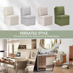 WestinTrends Sedie da pranzo moderne Soho imbottite in ciniglia senza braccioli con rotelle (set da 4), verde oliva