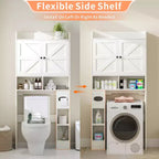 Dyonery 32.3'' L Étagère WC sur Pied avec Porte-Rouleau de Papier Toilette, Rangement et Organisation de Salle de Bain au-dessus des Toilettes avec Barre Inférieure Réglable Blanc/Gris