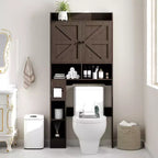 Dyonery 32.3'' L Étagère WC sur Pied avec Porte-Rouleau de Papier Toilette, Rangement et Organisation de Salle de Bain au-dessus des Toilettes avec Barre Inférieure Réglable Blanc/Gris