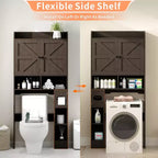 Dyonery 32.3'' L Étagère WC sur Pied avec Porte-Rouleau de Papier Toilette, Rangement et Organisation de Salle de Bain au-dessus des Toilettes avec Barre Inférieure Réglable Blanc/Gris
