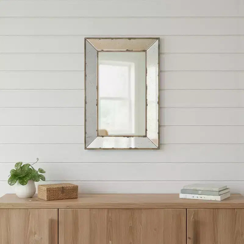 Miroir d'appoint vieilli HomeRoots 20 encadré argenté