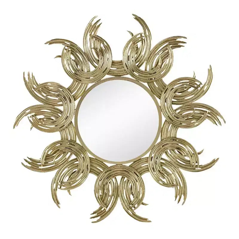 HomeRoots 37 Gold Abstract Sunburst Iron Framed Accent Mirror