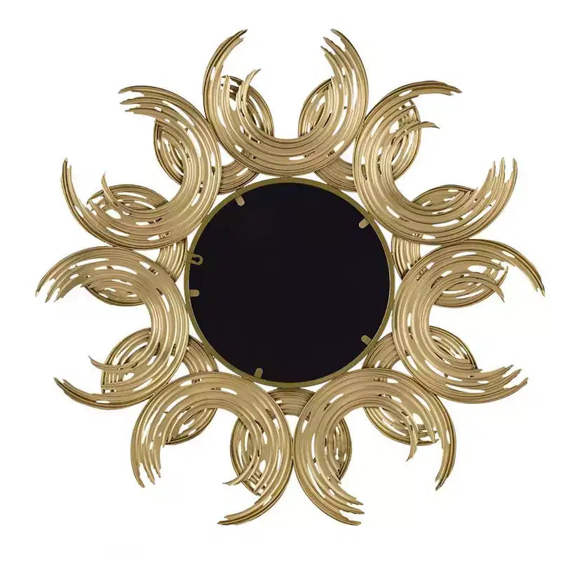 Miroir décoratif encadré en fer HomeRoots 37, design abstrait soleil, doré