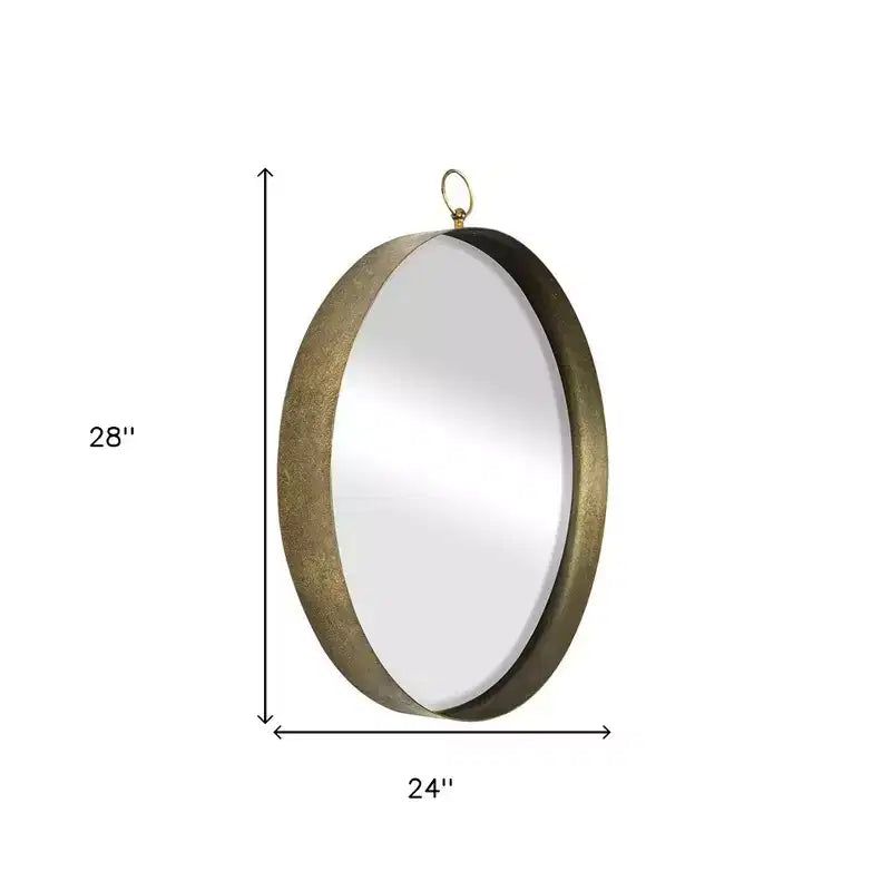 Miroir décoratif rond HomeRoots 28, cadre en fer doré