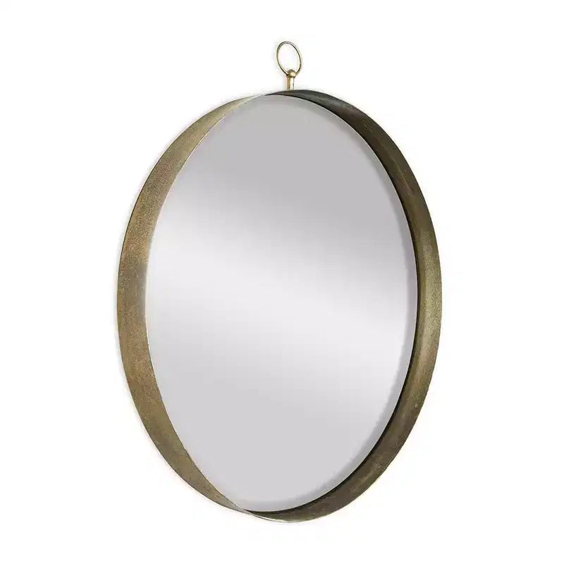 HomeRoots Miroir d'appoint rond en fer, 34 po, doré