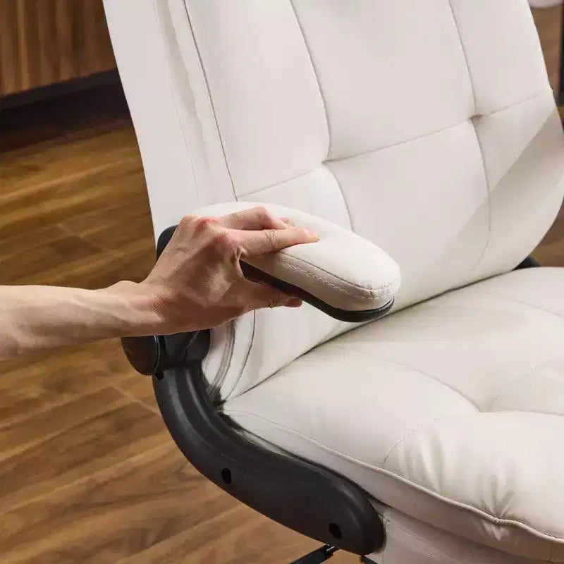 Fauteuil de bureau pivotant noir en cuir imitation chat avec points de tirage, dossier dissimulable et clous