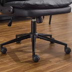 Fauteuil de bureau pivotant noir en cuir imitation chat avec points de tirage, dossier dissimulable et clous