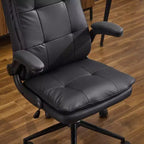 Fauteuil de bureau pivotant noir en cuir imitation chat avec points de tirage, dossier dissimulable et clous