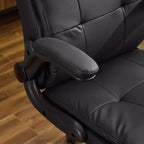 Fauteuil de bureau pivotant noir en cuir imitation chat avec points de tirage, dossier dissimulable et clous