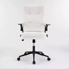 Fauteuil de bureau pivotant noir en cuir imitation chat avec points de tirage, dossier dissimulable et clous
