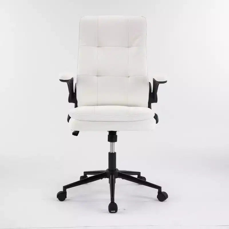 Fauteuil de bureau pivotant noir en cuir imitation chat avec points de tirage, dossier dissimulable et clous