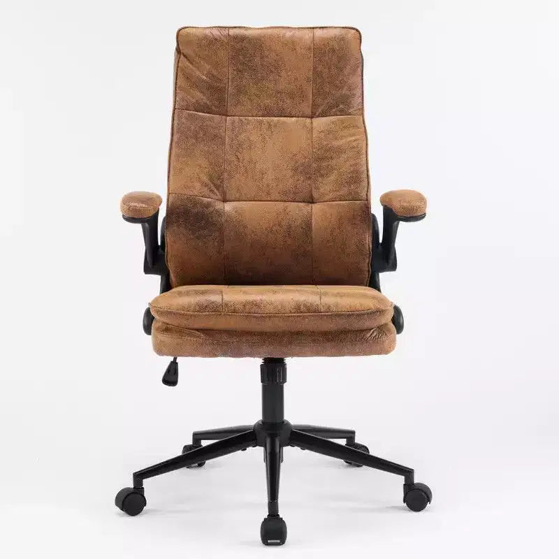 Fauteuil de bureau pivotant noir en cuir imitation chat avec points de tirage, dossier dissimulable et clous