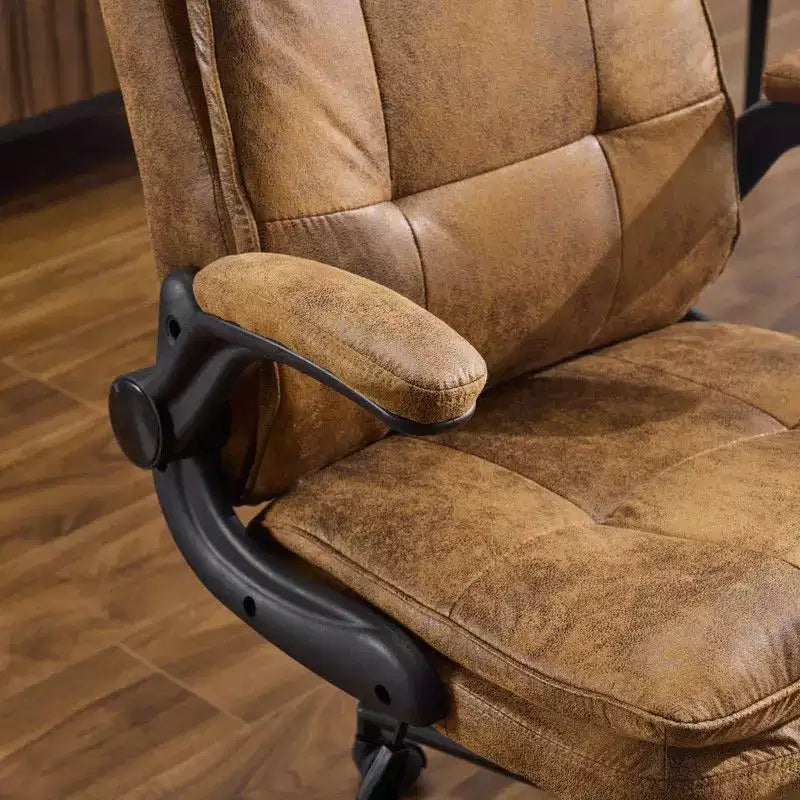 Fauteuil de bureau pivotant noir en cuir imitation chat avec points de tirage, dossier dissimulable et clous