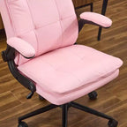 Fauteuil de bureau pivotant noir en cuir imitation chat avec points de tirage, dossier dissimulable et clous