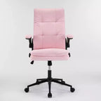 Fauteuil de bureau pivotant noir en cuir imitation chat avec points de tirage, dossier dissimulable et clous