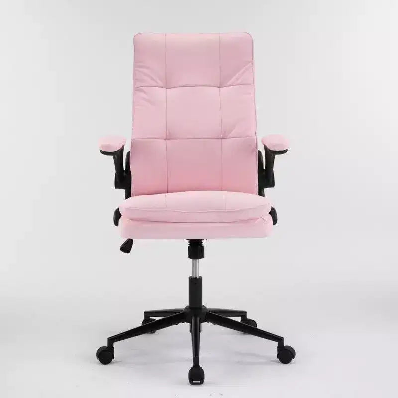 Fauteuil de bureau pivotant noir en cuir imitation chat avec points de tirage, dossier dissimulable et clous